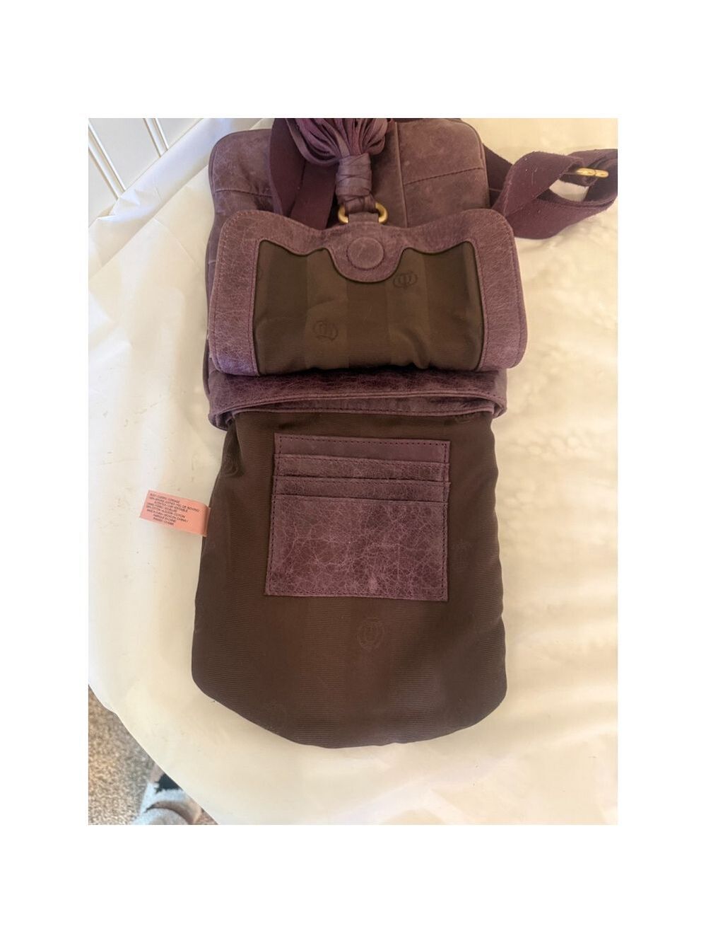 JUICY COUTURE WHIPSTITCH LEATHER TASSEL CROSSBODY BAG PURSE Plum Y2K - Picture 16 of 16